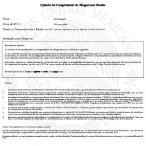 Union Cumplimiento de obligaciones fiscales